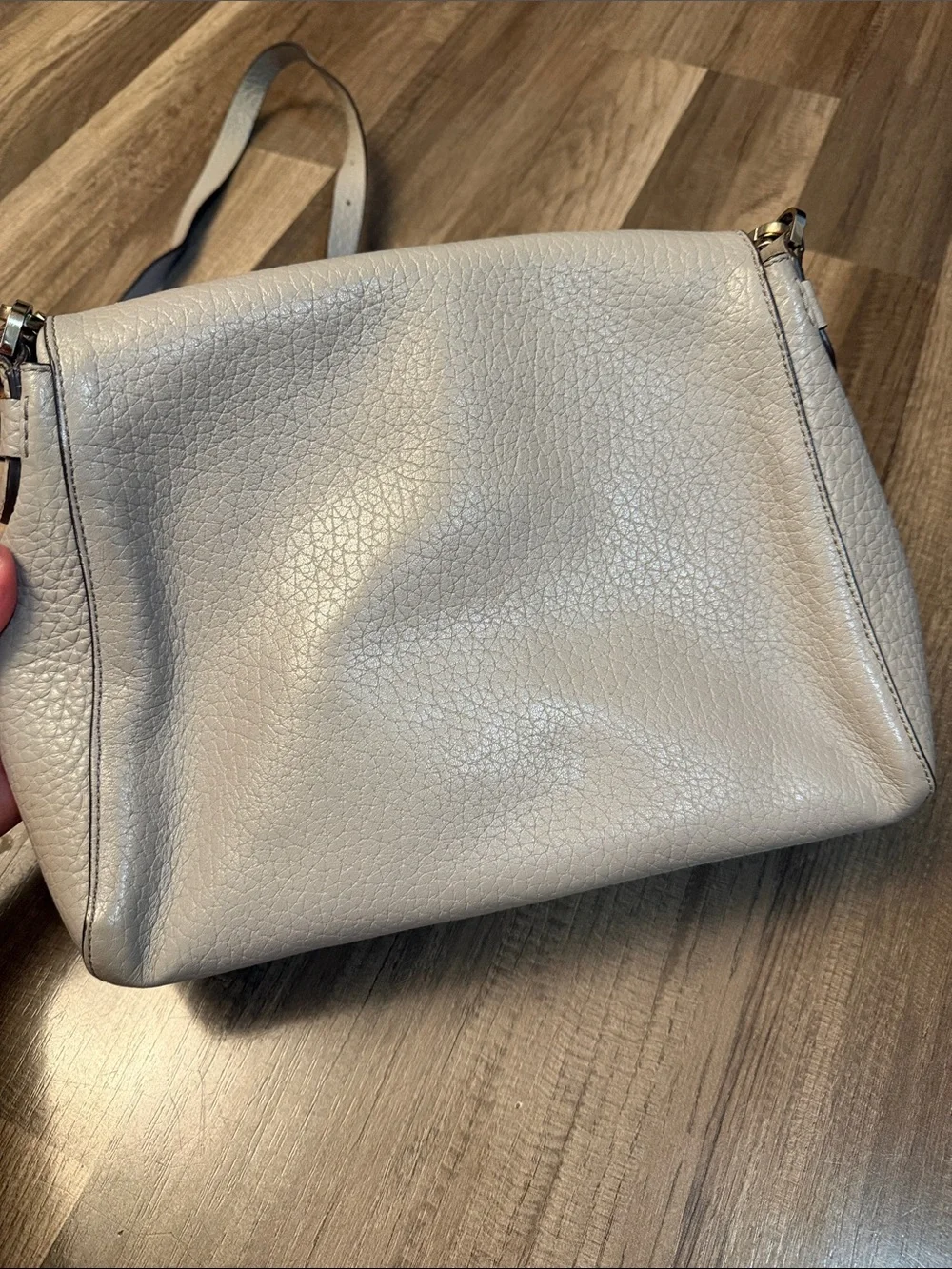 kate spade Pebbled Leather Shoulder Bag in Light Taupe Gray